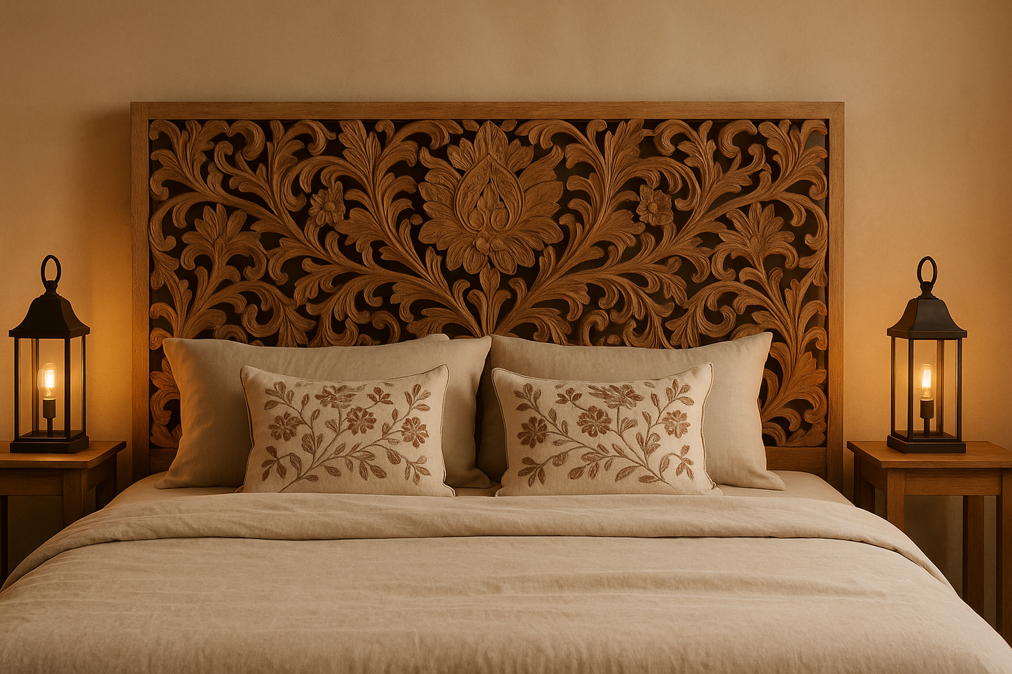 Wood Carved Indian Royal Bed