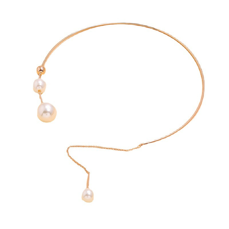 Enchanting Elegance: White Pearl Rose Gold Pendant Necklace